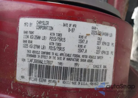 1998 Jeep Cherokee Classic/Limited/Sport from USA, damaged, VIN 1J4FJ68S0WL117837